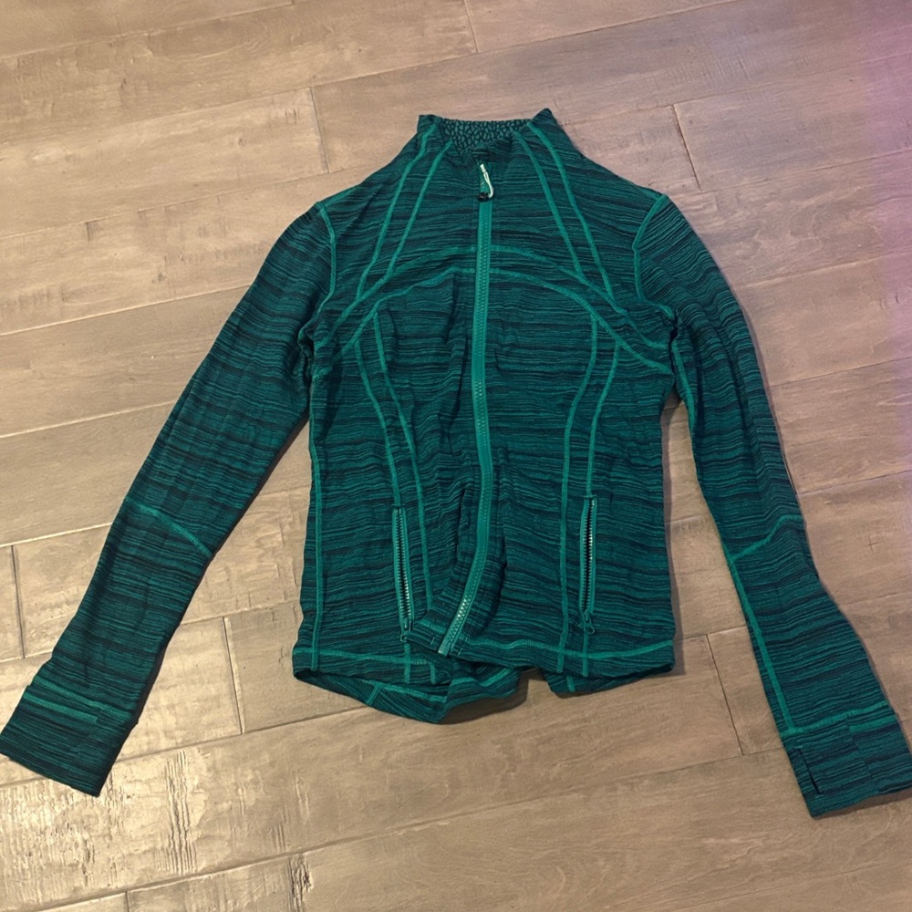 lululemon athletica Teal Striped Zip-Up Hoodie